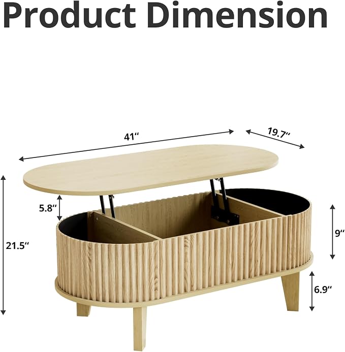 Oval Coffee Table with Lifting Top - Image 2