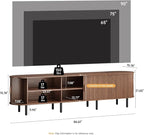 86.6" TV Stand with Power Outlet, Mid-Century Modern Television Stand, Fluted - Image 2