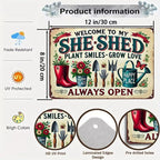 Bestylez Garden Gifts Welcome To My She Shed Vintage Gardening Signs for Home Garden Greenhouse Living Room Bedroom Yard Outdoor Decor 8X12 Inch (3372) - Image 2