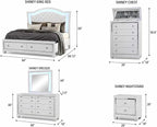 First of a Kind Shiney Contemporary 5 Piece King Bedroom Set High Gloss White - Image 9