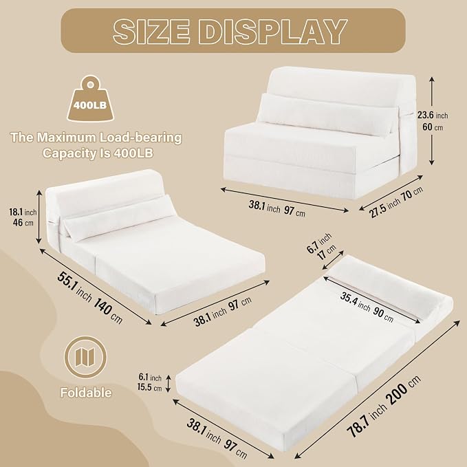 Tiita Convertible Folding Sofa Bed Twin Size - Image 3