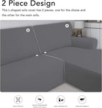PureFit Stretch Sectional Couch Covers 2 pcs Non Slip L Shape Sofa Cover | - Image 5