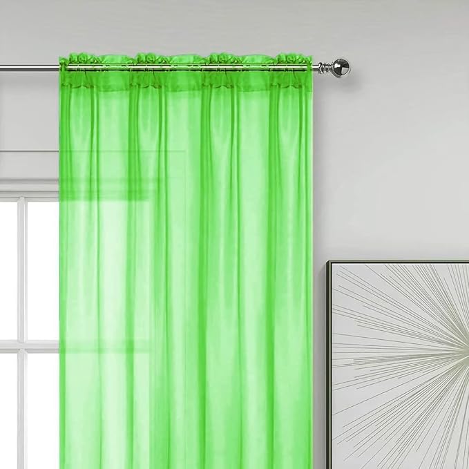 SpaceDresser Sheer Voile Window Treatment Rod Pocket Curtain Panels - Image 3