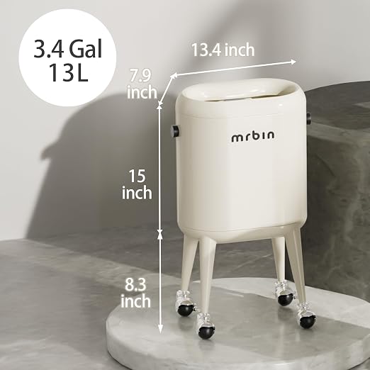 MRBIN Office Trash Can with Lid, Small Bathroom Automatic Adsorption Open Top - Image 5
