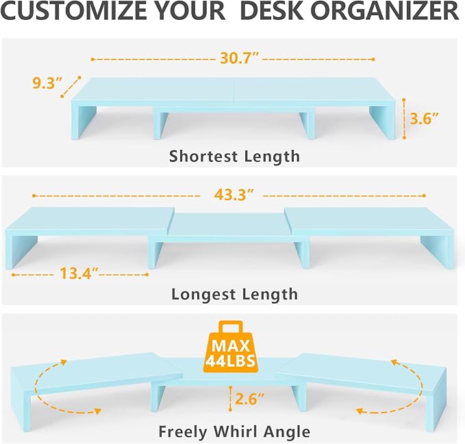 TAVR Dual Monitor Stand Riser Office Desktop Organizer Stand - Image 3
