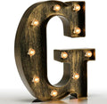Pooqla Vintage Light Up Marquee Letters with Lights – Illuminated Industrial Style Lighted Alphabet Letter Signs - Coffee Bar Apartment Bedroom Wall Home Initials Decor A-Z by Pooqla