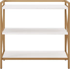 Leick Home Claudette Bookshelf, Satin Gold, 3 Shelves, Easy Assembly, 12 in D x - Image 5