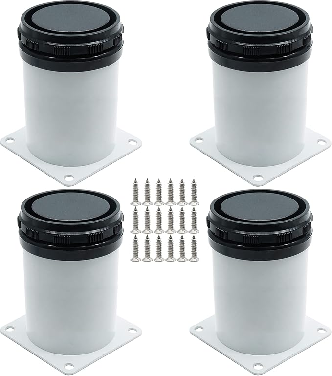 4 Pack Adjustable Furniture Legs 4 Inch, Stainless Steel Adjustable Legs Metal by Kyuionty