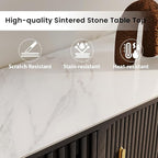 POVISON Fully-Assembled Sliding Tambour Door TV Stand, Mid Century Modern - Image 5