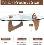 Glass Coffee Table, 44.9"×32.3"×15.8" Mid Century Modern Center Table - Image 2