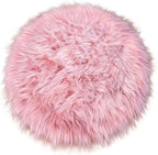 15.7 Inches Mini Pink Round Faux Fur Sheepskin Area Rug, Fluffy Small Circle - Image 7
