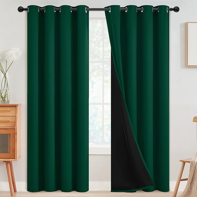 SimpleHome Dark Green 100% Blackout Curtains Room Darkening Living Room 96 | by SimpleHome