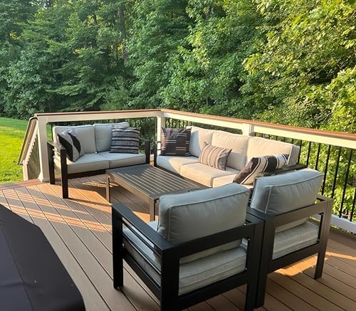 LayinSun Outdoor Aluminum Furniture Set, 5 Pieces Patio Sectional Conversation - Image 7