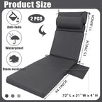 Wenqik 2 Pcs Outdoor Chaise Lounge Cushion - Image 3