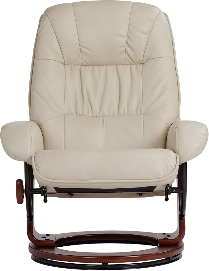 Benchmaster Kyle Taupe Swivel Faux Leather Recliner - Image 4
