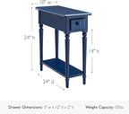 Leick Home Coastal End Table, Solid Wood, 1 Drawer, Bottom Display Shelf - Image 3