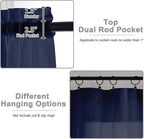 Navy Blue Sheer Curtains 84 Inches Long 2 Panels, Soft Airy Light Filtering - Image 4