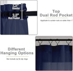 Navy Blue Sheer Curtains for Bedroom Living Room 96 Inches Long 2 Panels - Image 4