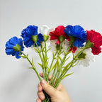 10 Stem Fake Carnation Flowers Stem,Realistic Silk Petals Red White Blue - Image 4
