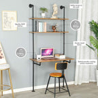 ZIOTHUM Wall Mounted Desk with Shelves, Industrial Ladder Style Floating Desk - Image 3