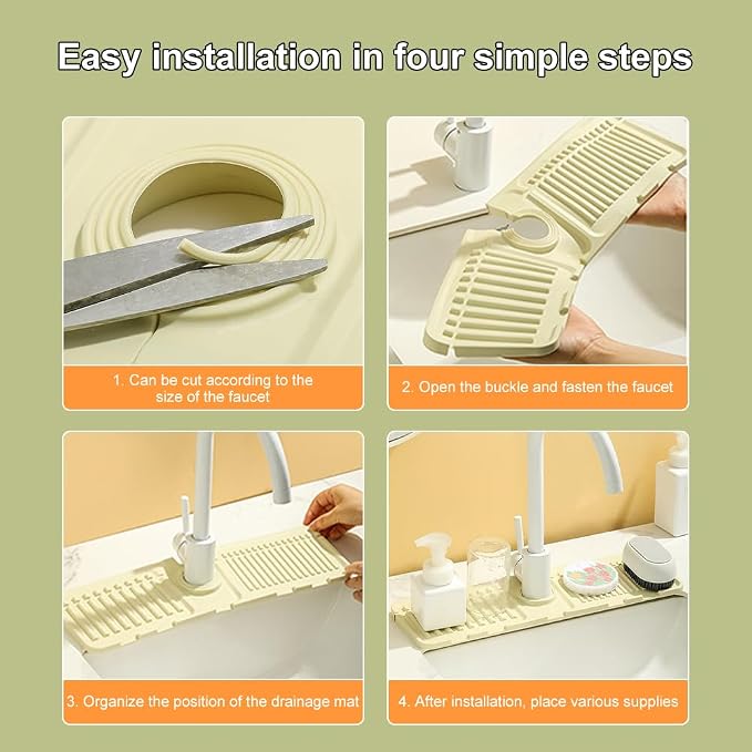 Faucet Mat for Kitchen Sink, 2024 Upgrade Faucet Guard Draining Mat Silicone - Image 2