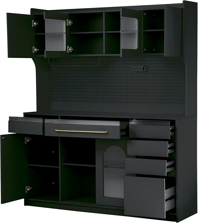 VilroCaz Freestanding Large Kitchen Pantry, Wooden Kitchen Large Coffee Bar - Image 4