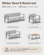 Outdoor Patio Furniture Set, 7 Seats Outdoor Patio Conversation Sets - Image 7