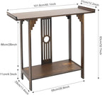 Chinese Style Vintage Console Table, 40In 2 Tiers Bamboo Sofa Consoles Table - Image 2