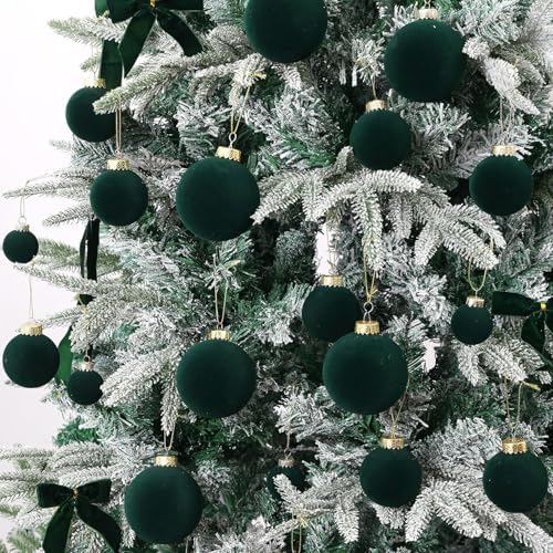Velvet Christmas Ornaments Set 38Pcs Flocked Shatterproof Christmas Ornaments for Christmas Tree Decorations Xmas Decorative Hanging Christmas Ball Ornaments for Holiday Home Decor - Image 3