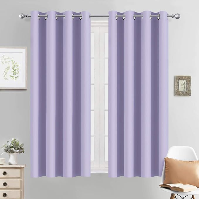 Yakamok Room Darkening Curtains 52x54 inch Length Lilac-Living Room | 2 panels by Yakamok