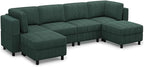 Belffin Modular Sectional Sofa U Shaped Sectional Sofa Couch 6 Seater Corduroy - Image 9