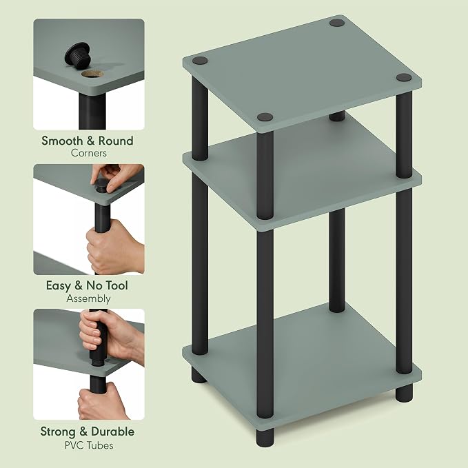 Furinno JUST Side Table, 3-Tier End Table, Open Shelves Night Stand, Bedside - Image 4