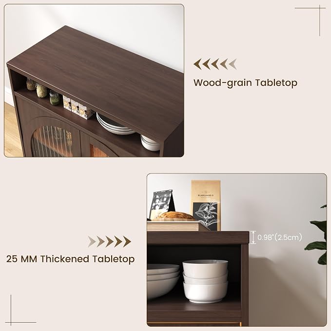 Sideboard Buffet Cabinet with Storage, 31.5" Coffee Bar Cabinet with LED Lights - Image 6