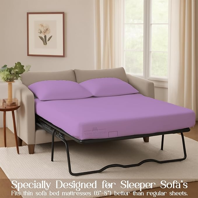 Sleeper Sofa Bed Sheet, 100% Cotton 400 Thread Count, 4 Piece Set, Deep Pocket - Image 3