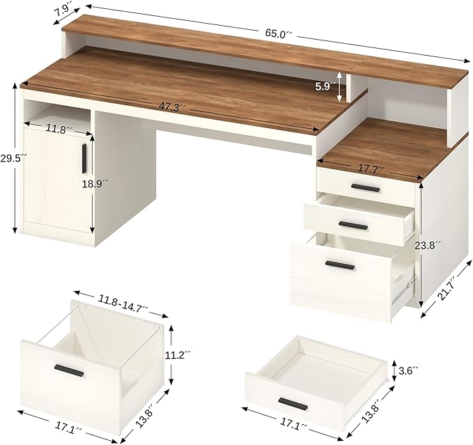 YOMILUVE 65 Inch Computer Desk - Image 2