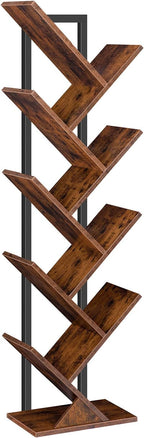 HOOBRO Tree Bookshelf, 9-Tier Bookcase Wooden Shelves, Floor Standing Storage by HOOBRO
