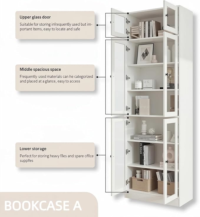 TUSY 85.5" Modern Tall Bookcase - Image 4