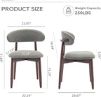 COLAMY Wooden Dining Room Chairs Set of 2, Modern Upholstered Fabric Dining - Image 2