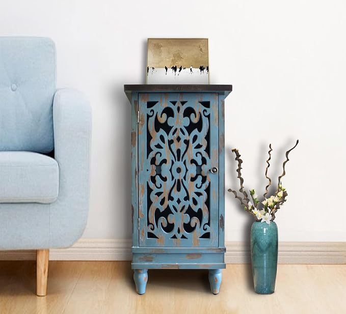 eHemco Distressed Blue Accent End Table by eHemco