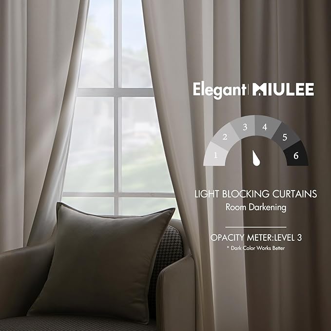 MIULEE Velvet Curtains 52x96 inches 2 Panels Ivory Room Darkening Curtains | - Image 5