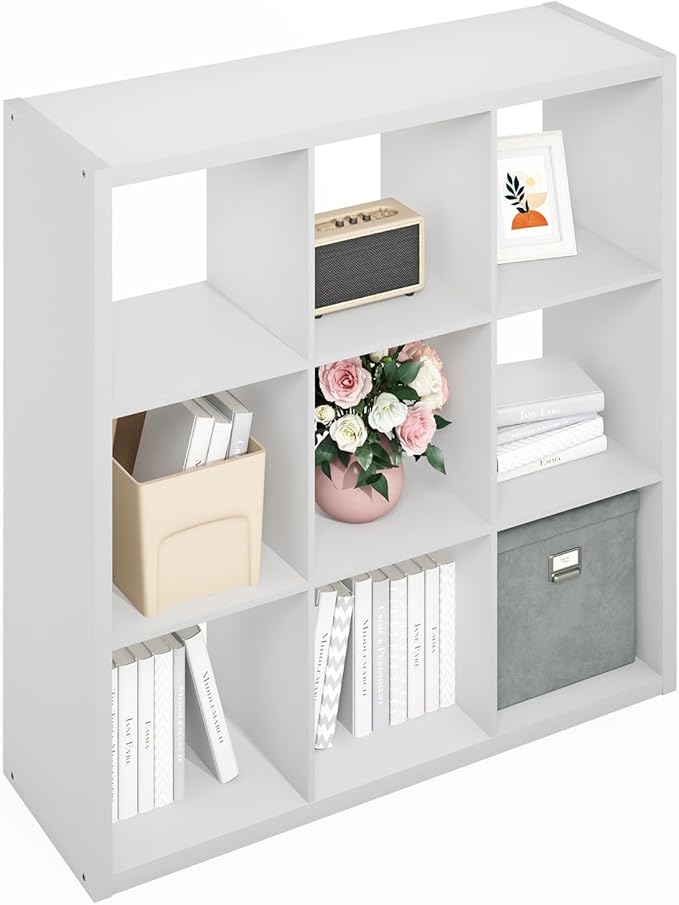 Furinno Simple Cube Storage Organizer, 9-Cube Display Shelf, Open Back Shelving by Furinno-FitsYourSpaceFitsYourBudget