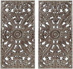 Madison Park Carved Wood Wall Art 2 Piece, Floral Wooden Carving Wall Decor, Bronze Wall Art Living Room Bedroom, Copper Embellished Boho, Ready to Hang, 15.75"W x 31.5"L, Bronze by MADISONPARK