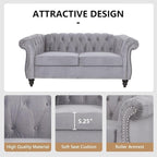 Mid-Century 2 Seater Sofa, Velvet Loveseat - Image 5