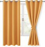 Blackout Curtains for Bedroom, 52 x 63 Inches Length Pumpkin Orange | Thermal by Hiasan