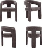 Modern Chenille Dining Chairs Set of 2, Upholstered Barrel Chairs - Image 9