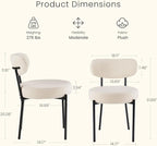DUMOS Dining Chairs Set of 6, Mid Century Modern Chair Round Upholstered Curved - Image 2