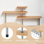 3-Tier Corner Shelf, Bamboo & Metal Storage Rack - Image 6
