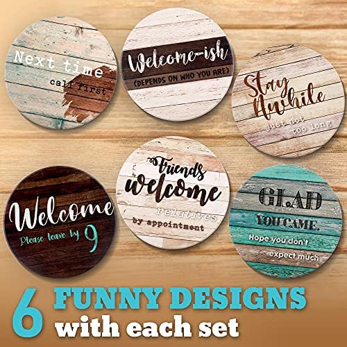 Funny Coasters - House Warming Gifts New Home - Housewarming Gifts for Women, Men, Couple, New Homeowner - Farmhouse Bar Coasters for Drinks with Holder - First Apartment Essentials - Image 4