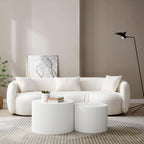 White Round Coffee Table Nesting Coffee Table Set of 2 Contemporary Circle - Image 6
