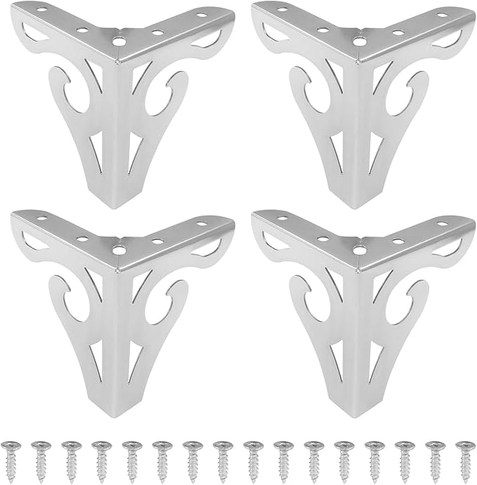 Piutouyar 4 Inch/10cm Hollow Out Furniture Legs Set of 4, Chrome Artistic Metal by Piutouyar